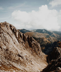 Scenic view of rocky mountains against sky