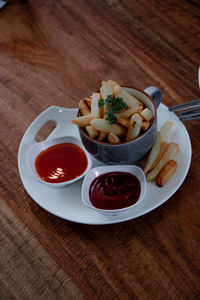 High angle view of meal served in plate