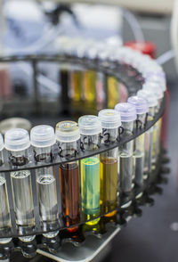 Close-up of test tubes in laboratory