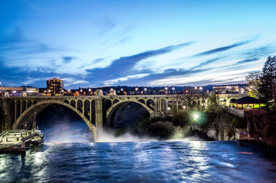 View of bridge over river against cloudy sky