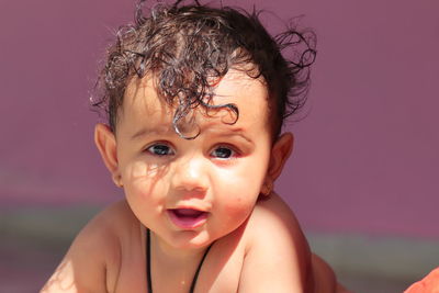 Close-up of boy at home