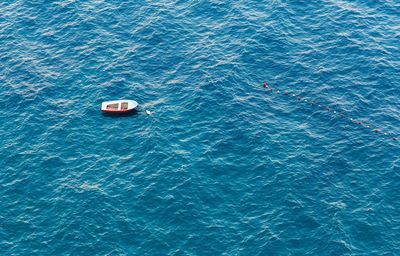 High angle view of boat in sea