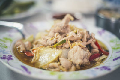 Close-up of meal served in plate