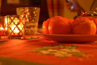 Close-up of burger in plate on table