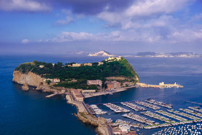 High angle view of sea against sky