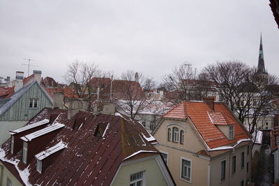 Houses in city against sky