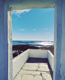 Scenic view of sea against blue sky