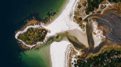 High angle view of water at carter's beach, nova scotia, canada