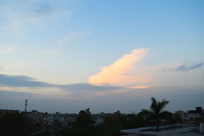 Residential buildings at sunset