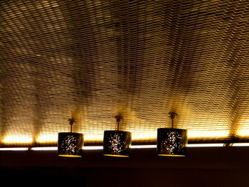 Close-up of illuminated lighting equipment