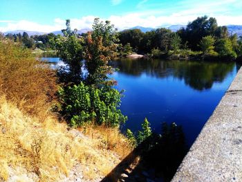 Scenic view of lake against sky