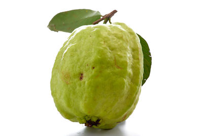 Close-up of lemon slice against white background