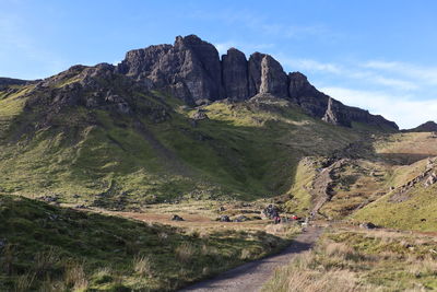 Panoramic view of rocky mountains against sky