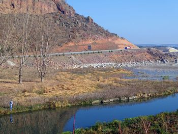 Scenic view of lake against clear sky