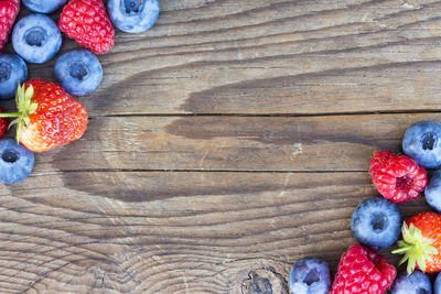 High angle view of fruits on table