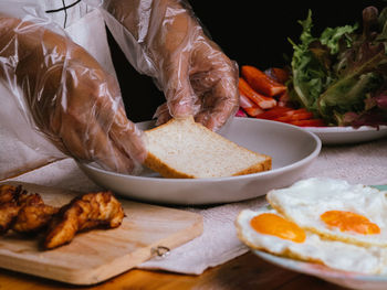 Close-up of breakfast on table