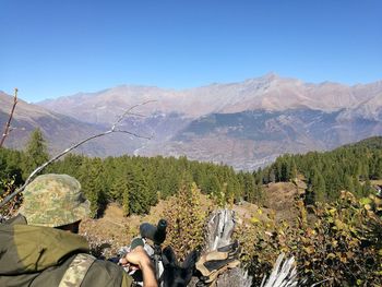 Scenic view of mountains against clear sky