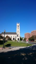 Church against clear blue sky