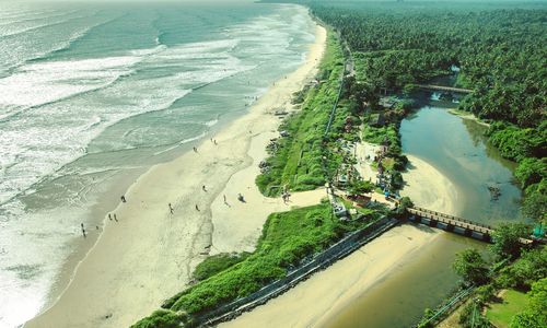 High angle view of river along landscape