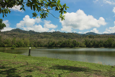 Scenic view of lake against sky