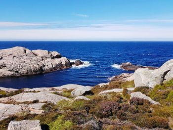 Scenic view of sea against cloudy sky