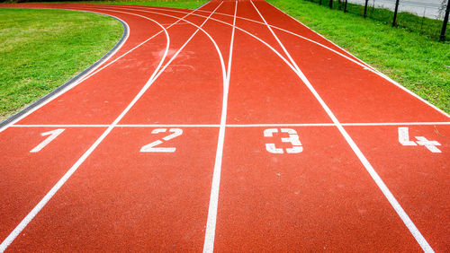 High angle view of sports tracks