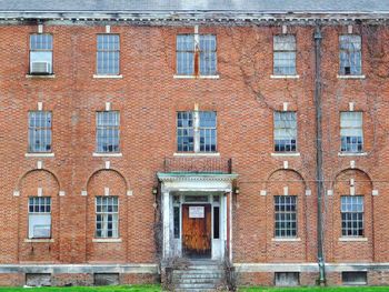 Full frame shot of derelict hospital building