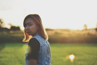 Young woman looking away