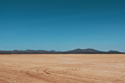 Scenic view of landscape against clear blue sky