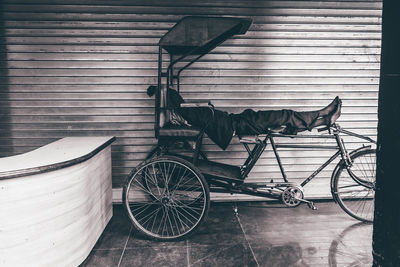 Man sleeping in cart