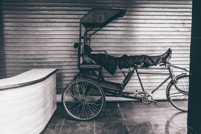 Man sleeping in cart