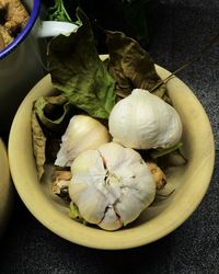 High angle view of vegetables in plate