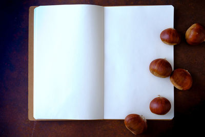 High angle view of fruits on table