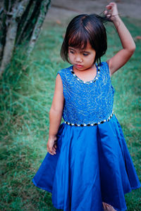 Portrait of a girl on field