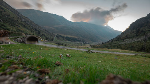 Scenic view of mountains against sky