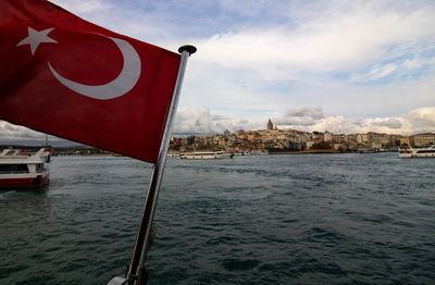 Turkish flag and galata tower