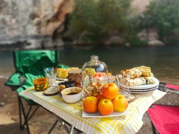 Fruits in basket on table