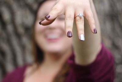 Close-up of woman wearing ring