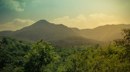 Scenic view of mountains against sky