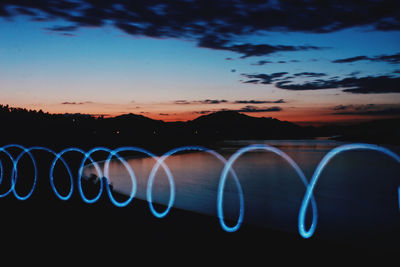 Illuminated light trails at night