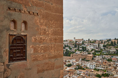 View of granada from the alhambra in granada in spain