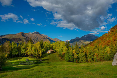 Scenic view of mountains against sky