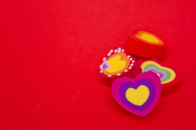 Close-up of heart shape on table