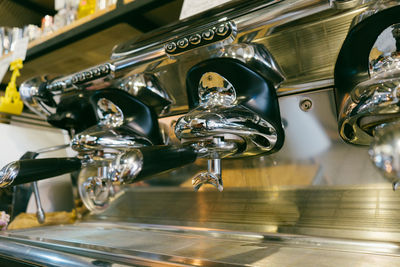 High angle view of faucet on shelf at store