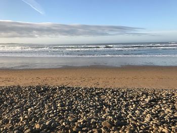 Scenic view of beach against sky
