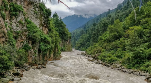 Scenic view of green mountains