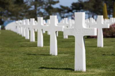 White cemetery on field