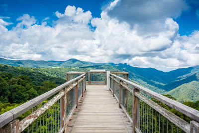 Scenic view of mountains against cloudy sky