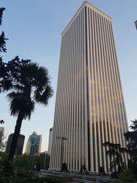 Low angle view of modern buildings against sky