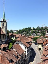 Townscape against blue sky